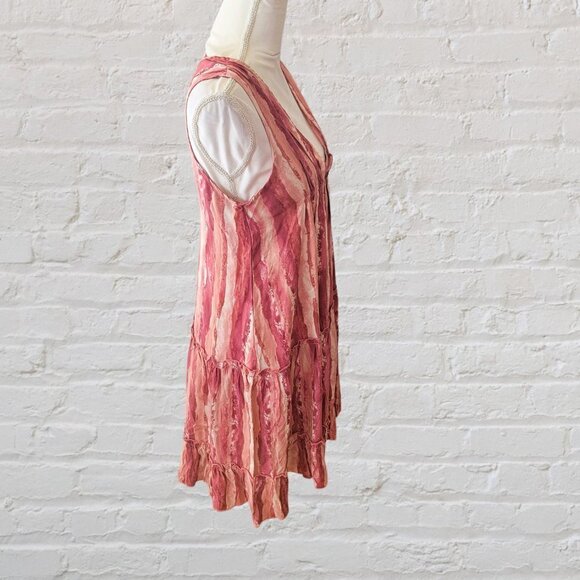 NWT FLT Studio Rose Pink Sleeveless V Neck Casual Dress with Ruffles in Size S - Picture 3 of 4